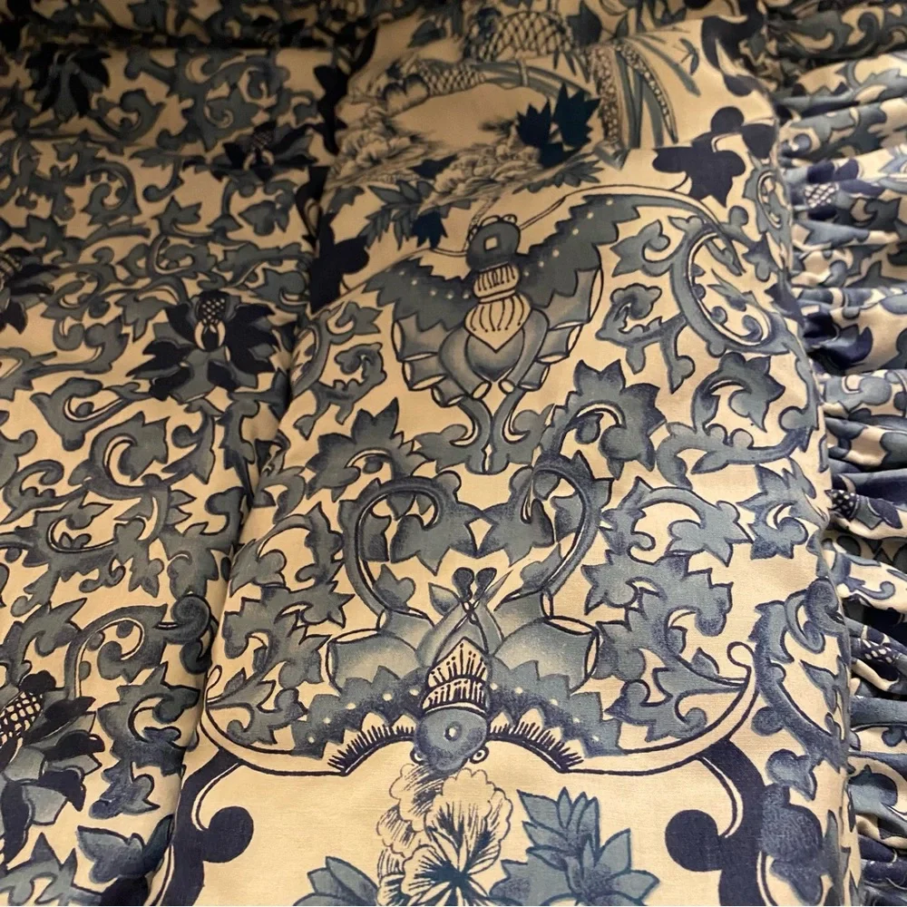 Ralph Lauren RARE Porcelain Blue Tamarind Bird Twin comforter